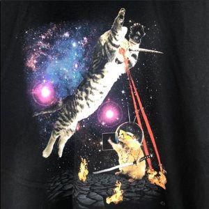 Cat tee black matter cat laser eyes in sp…